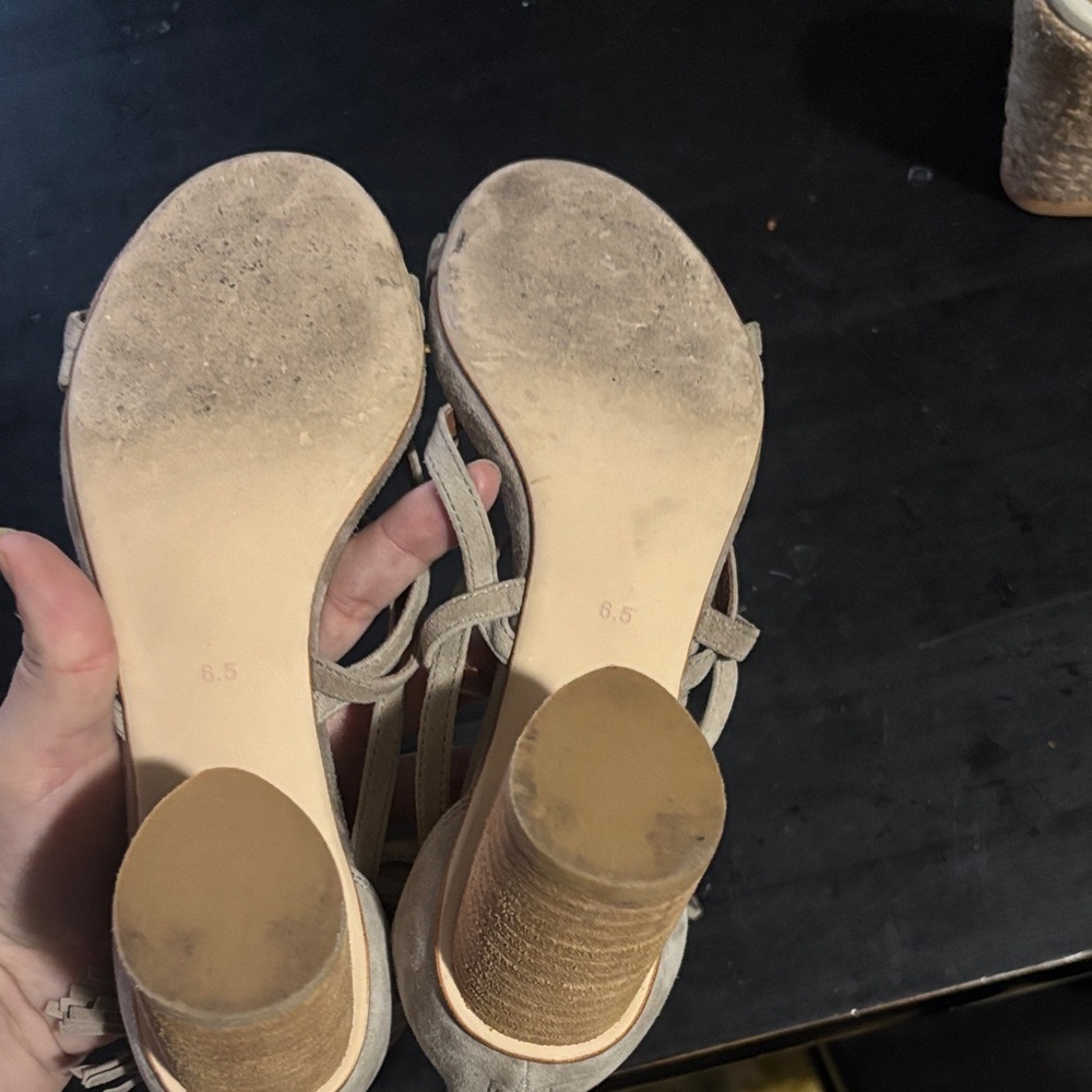 Jeffrey Campbell Taupe Suede Lace-Up Tassel Despina Sandals Size 6.5 - Picture 8 of 9